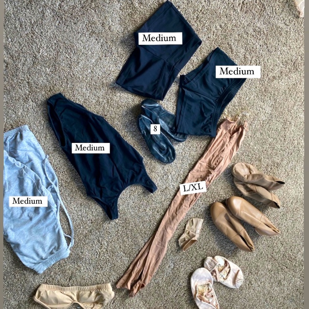 Mix of high school girls/womens dance clothes and shoes
